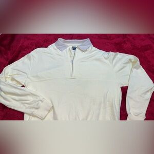 Pale Yellow | CALLAWAY GOLF 3/4 Zip | with Pinstripe Gray/White Collar | Size S